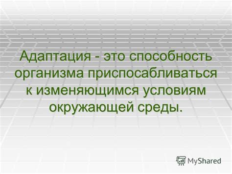 Адаптация к изменяющимся условиям окружающей среды