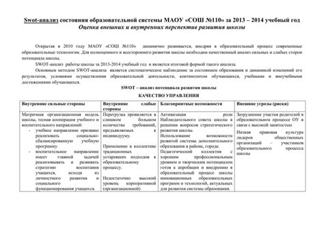 Анализ текущего состояния образовательной системы