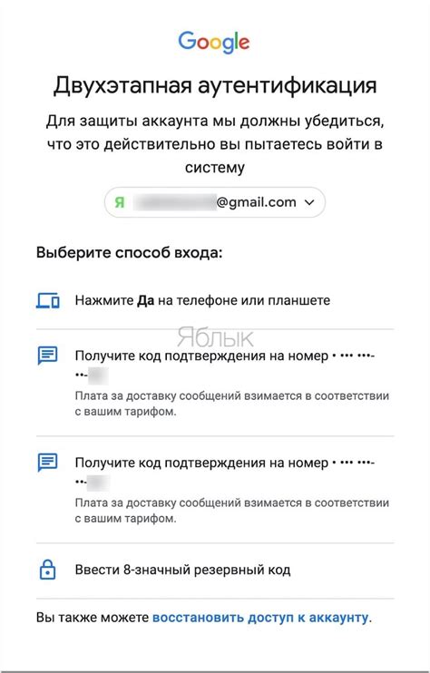 Виды методов двухэтапной аутентификации