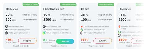 Выбор наиболее подходящей сети для тарифов Сбермобайл