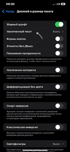 Дополнительные настройки шрифтов на iPhone: подробности