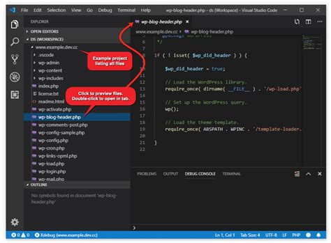 Запуск Visual Studio Code и создание нового проекта