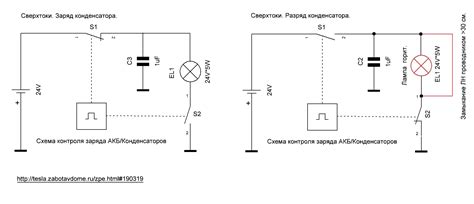 Зарядка и разрядка конденсатора в цепи