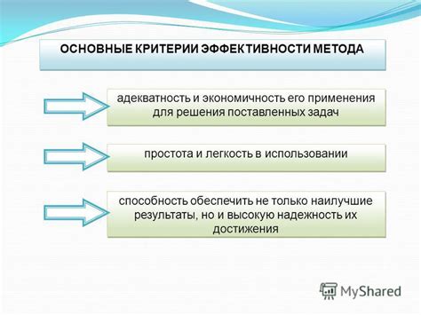 Основные критерии эффективности метода