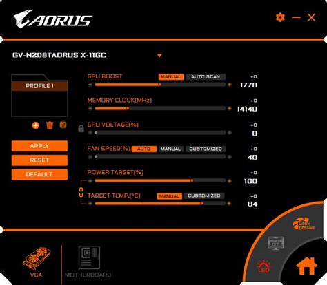 Основные функции AORUS Graphics Engine