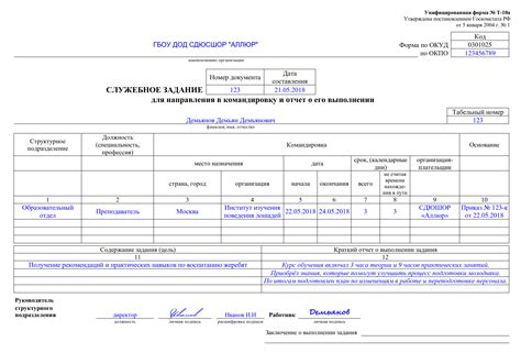 Отчет о выполнении командировки