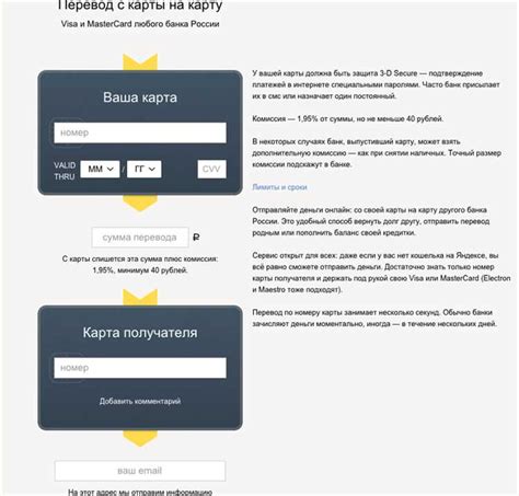 Перевод денег с помощью карточки Visa