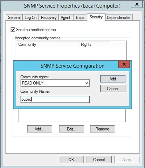 Перезапуск службы SNMP