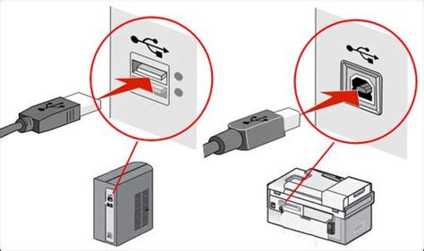 Подключение через USB-кабель и включение принтера