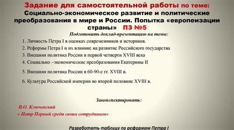 Политические преобразования в России