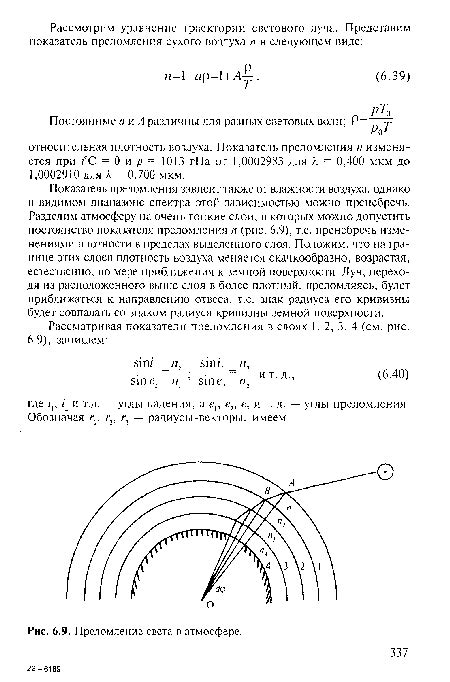 Преломление лучей света в атмосфере