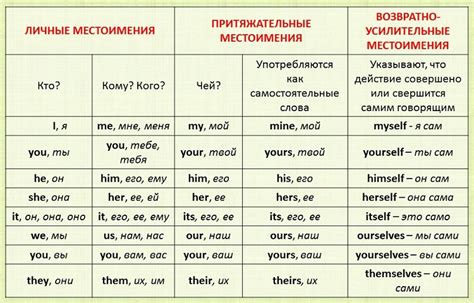 Примеры применения местоимений в английском языке для 3 класса