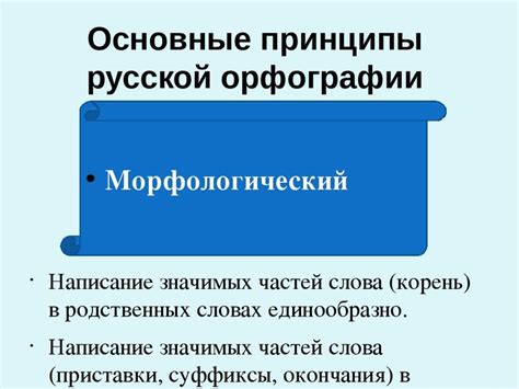 Принципы правописания несущих элементов слов