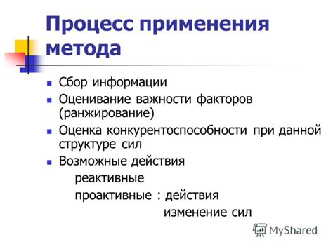 Процесс применения метода