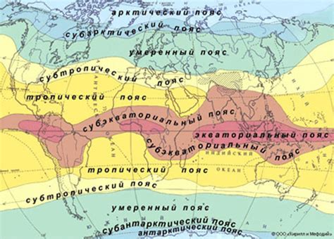 Распределение территории по климатическим зонам