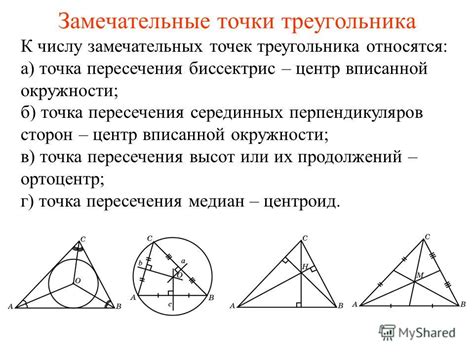 Роль точки пересечения биссектрис