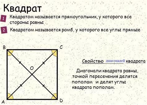 Середина диагонали квадрата и ее свойства