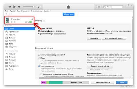 Синхронизация iPod с помощью iTunes