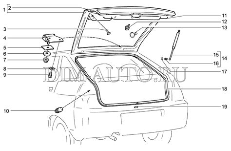Структура крышки багажника ВАЗ 2114