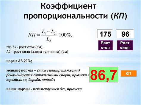 Формула для расчета коэффициента k