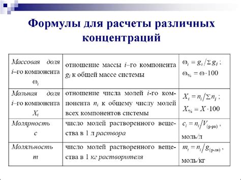 Формула расчета пересчета