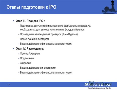 Этапы подготовки к IPO